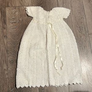 Vintage 1980s handmade crochet christening baptism dress